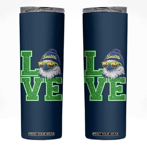 Seattle LOVE Hawk Graphic Skinny Tumbler Blue and Green Game Day Sports Fan TS02 Navy Print Your Wear