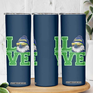 Seattle LOVE Hawk Graphic Skinny Tumbler Blue and Green Game Day Sports Fan TS02 Print Your Wear