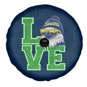 Seattle LOVE Hawk Graphic Spare Tire Cover Blue and Green Game Day Sports Fan TS02 Print Your Wear