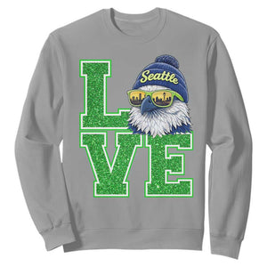 Seattle LOVE Hawk Graphic Sweatshirt Blue and Green Game Day Sports Fan TS02 Sport Gray Print Your Wear