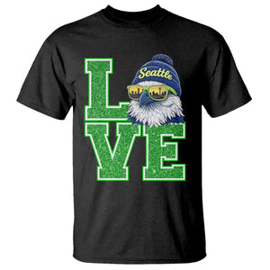 Seattle LOVE Hawk Graphic T Shirt Blue and Green Game Day Sports Fan TS02 Black Print Your Wear