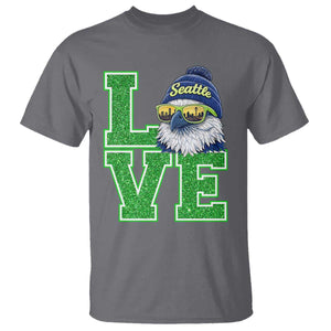 Seattle LOVE Hawk Graphic T Shirt Blue and Green Game Day Sports Fan TS02 Charcoal Print Your Wear