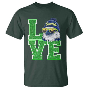 Seattle LOVE Hawk Graphic T Shirt Blue and Green Game Day Sports Fan TS02 Dark Forest Green Print Your Wear
