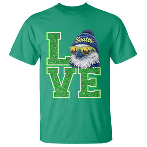 Seattle LOVE Hawk Graphic T Shirt Blue and Green Game Day Sports Fan TS02 Irish Green Print Your Wear