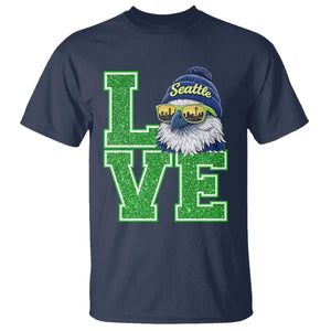 Seattle LOVE Hawk Graphic T Shirt Blue and Green Game Day Sports Fan TS02 Navy Print Your Wear