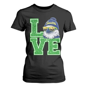 Seattle LOVE Hawk Graphic T Shirt For Women Blue and Green Game Day Sports Fan TS02 Black Print Your Wear