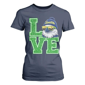 Seattle LOVE Hawk Graphic T Shirt For Women Blue and Green Game Day Sports Fan TS02 Navy Print Your Wear