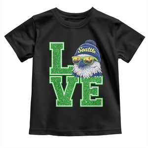 Seattle LOVE Hawk Graphic Toddler T Shirt Blue and Green Game Day Sports Fan TS02 Black Print Your Wear