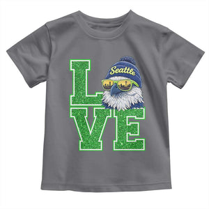 Seattle LOVE Hawk Graphic Toddler T Shirt Blue and Green Game Day Sports Fan TS02 Charcoal Print Your Wear