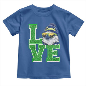 Seattle LOVE Hawk Graphic Toddler T Shirt Blue and Green Game Day Sports Fan TS02 Royal Blue Print Your Wear