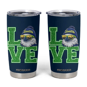 Seattle LOVE Hawk Graphic Tumbler Cup Blue and Green Game Day Sports Fan TS02 Navy Print Your Wear