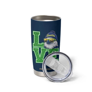 Seattle LOVE Hawk Graphic Tumbler Cup Blue and Green Game Day Sports Fan TS02 Print Your Wear