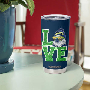 Seattle LOVE Hawk Graphic Tumbler Cup Blue and Green Game Day Sports Fan TS02 Print Your Wear