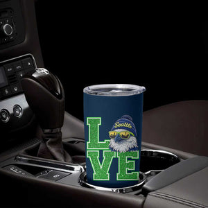 Seattle LOVE Hawk Graphic Tumbler Cup Blue and Green Game Day Sports Fan TS02 Print Your Wear