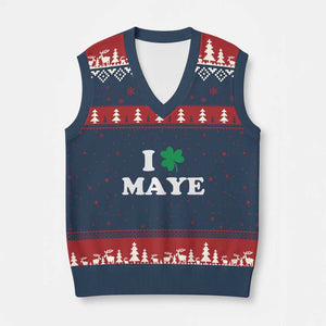 I Shamrock Maye V-Neck Knit Sweater Vest St. Patrick’s Day Sports Fan Irish Twist TS02 Navy Red Print Your Wear