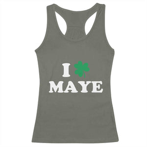 I Shamrock Maye Racerback Tank Top St. Patrick’s Day Sports Fan Irish Twist TS02 Military Green Print Your Wear
