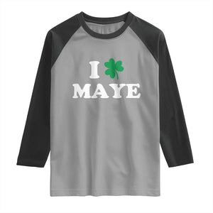 I Shamrock Maye Raglan Shirt St. Patrick’s Day Sports Fan Irish Twist TS02 Sport Gray Black Print Your Wear