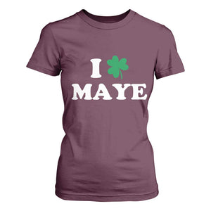 I Shamrock Maye T Shirt For Women St. Patrick’s Day Sports Fan Irish Twist TS02 Maroon Print Your Wear