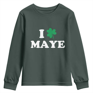I Shamrock Maye Youth Sweatshirt St. Patrick’s Day Sports Fan Irish Twist TS02 Dark Forest Green Print Your Wear