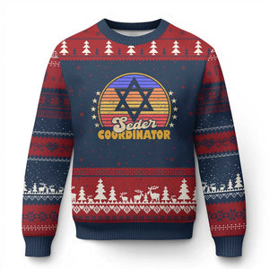 Funny Passover Ugly Christmas Sweater Seder Coordinator Jewish Passover Leader TS02 Navy Red Print Your Wear