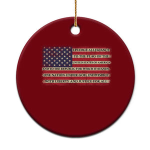 Pledge of Allegiance USA Flag Vintage Patriotic Graphic Ceramic Ornament One Nation Under God Liberty and Justice for All TS02 1pc Red Print Your Wear