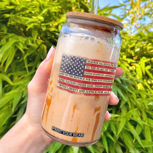 Pledge of Allegiance USA Flag Vintage Patriotic Graphic Glass Can One Nation Under God Liberty and Justice for All TS02 Black Print Your Wear
