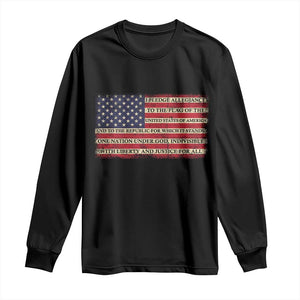 Pledge of Allegiance USA Flag Vintage Patriotic Graphic Long Sleeve Shirt One Nation Under God Liberty and Justice for All TS02 Black Print Your Wear