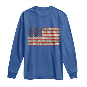 Pledge of Allegiance USA Flag Vintage Patriotic Graphic Long Sleeve Shirt One Nation Under God Liberty and Justice for All TS02 Royal Blue Print Your Wear