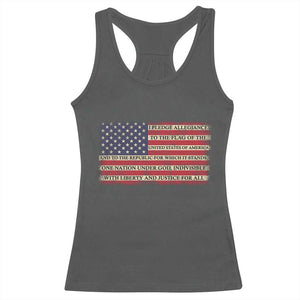 Pledge of Allegiance USA Flag Vintage Patriotic Graphic Racerback Tank Top One Nation Under God Liberty and Justice for All TS02 Dark Heather Print Your Wear