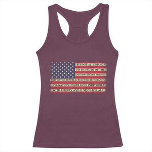 Pledge of Allegiance USA Flag Vintage Patriotic Graphic Racerback Tank Top One Nation Under God Liberty and Justice for All TS02 Maroon Print Your Wear