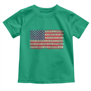 Pledge of Allegiance USA Flag Vintage Patriotic Graphic Toddler T Shirt One Nation Under God Liberty and Justice for All TS02 Irish Green Print Your Wear