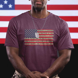 American Patriotic T Shirt - I Pledge Allegiance To The Flag USA One Nation Under God Tee TS02 Maroon Printyourwear