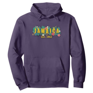 Jamaica Est 1962 Tropical Independence Hoodie Doctor Bird and Hibiscus Botanical Travel Souvenir TS02 Purple Print Your Wear