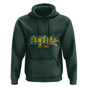 Jamaica Est 1962 Jamaican Flower Bird Travel Souvenir Hoodie TS02 Dark Forest Green Print Your Wear