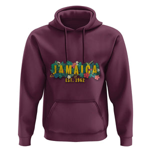 Jamaica Est 1962 Jamaican Flower Bird Travel Souvenir Hoodie TS02 Maroon Print Your Wear