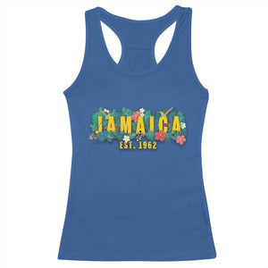 Jamaica Est 1962 Tropical Independence Racerback Tank Top Doctor Bird and Hibiscus Botanical Travel Souvenir TS02 Royal Blue Print Your Wear