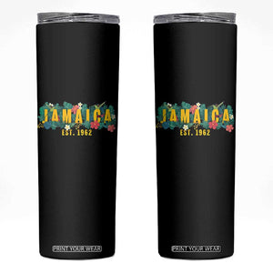 Jamaica Est 1962 Tropical Independence Skinny Tumbler Doctor Bird and Hibiscus Botanical Travel Souvenir TS02 Black Print Your Wear