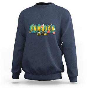 Jamaica Est 1962 Jamaican Flower Bird Travel Souvenir Sweatshirt TS02 Navy Print Your Wear