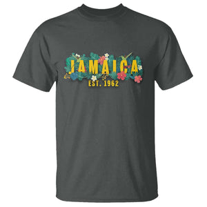 Jamaica Est 1962 Tropical Independence T Shirt Doctor Bird and Hibiscus Botanical Travel Souvenir TS02 Dark Heather Printyourwear