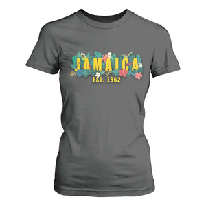 Jamaica Est 1962 Tropical Independence T Shirt For Women Doctor Bird and Hibiscus Botanical Travel Souvenir TS02 Dark Heather Print Your Wear
