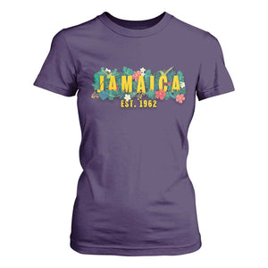 Jamaica Est 1962 Tropical Independence T Shirt For Women Doctor Bird and Hibiscus Botanical Travel Souvenir TS02 Purple Print Your Wear