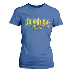 Jamaica Est 1962 Tropical Independence T Shirt For Women Doctor Bird and Hibiscus Botanical Travel Souvenir TS02 Royal Blue Print Your Wear