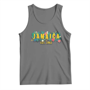 Jamaica Est 1962 Tropical Independence Tank Top Doctor Bird and Hibiscus Botanical Travel Souvenir TS02 Black Heather Print Your Wear
