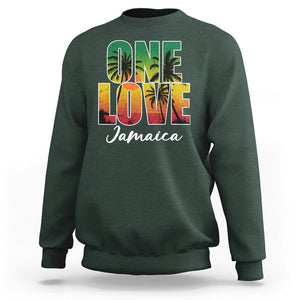 One Love Jamaica Jamaican Caribbean Vacation Jamaica Reggae Sweatshirt TS02 Dark Forest Green Print Your Wear