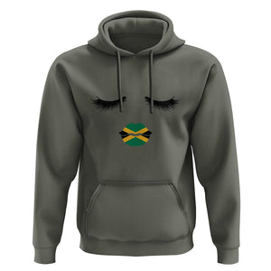 Jamaican Black Girls Eyelashes Lips Jamaica Flag Womens Hoodie TS02 Military Green Print Your Wear