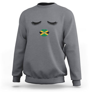Jamaican Black Girls Eyelashes Lips Jamaica Flag Womens Sweatshirt TS02 Charcoal Print Your Wear
