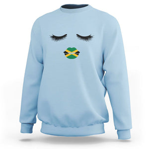 Jamaican Black Girls Eyelashes Lips Jamaica Flag Womens Sweatshirt TS02 Light Blue Print Your Wear