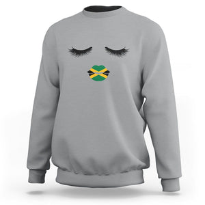 Jamaican Black Girls Eyelashes Lips Jamaica Flag Womens Sweatshirt TS02 Sport Gray Print Your Wear