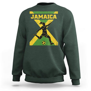 Jamaica Women Football Sweatshirt Jamaican Flag Girls Soccer Futbol Fan Lover TS02 Dark Forest Green Print Your Wear