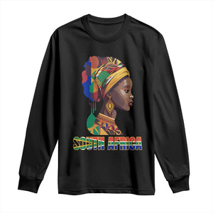 South Africa Pride Long Sleeve Shirt Black African Woman TS02 Black Print Your Wear